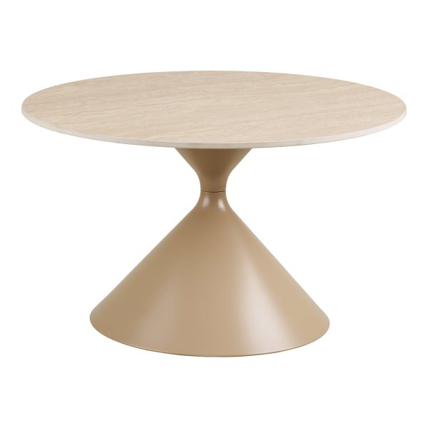 Annecy Salontafel - Salontafel, keramisch tafelblad/staal, travertin/zand ø70x41 cm