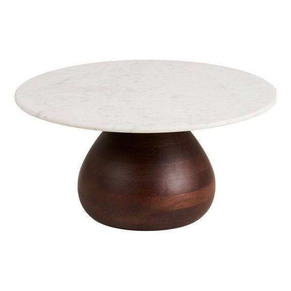 Heide salontafel - mangohout/marmer, donkerbruin/wit ø70x35 cm