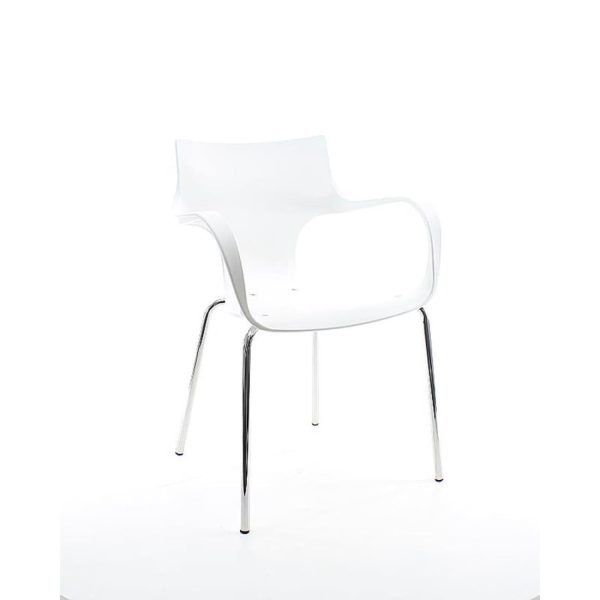 Workliving Stapelbare Stoel Jim - Wit Aluminium Onderstel