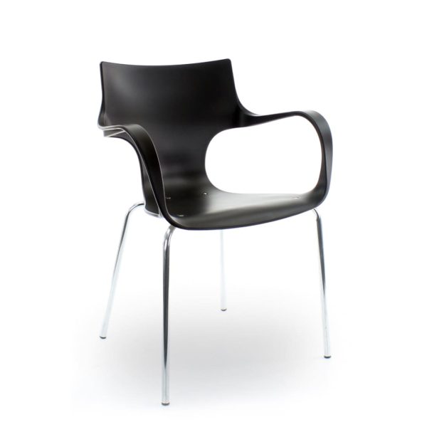 Workliving Stapelbare stoel Jim - zwart aluminium onderstel