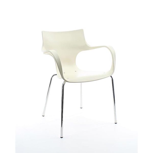 Workliving Stapelbare Stoel Jim - Vanille Aluminium Onderstel