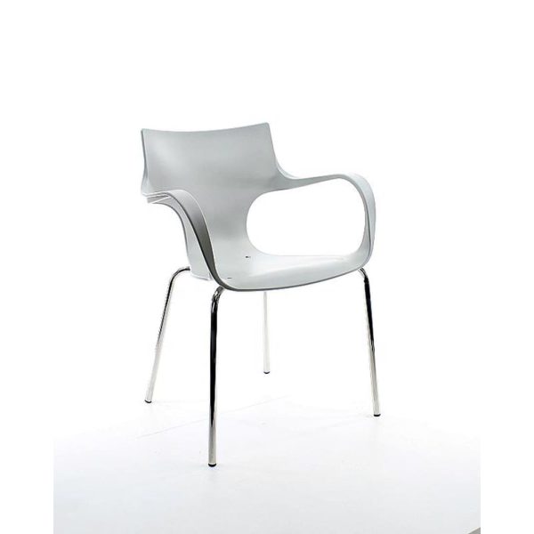 Workliving stapelbare stoel Jim - middengrijs, aluminium onderstel