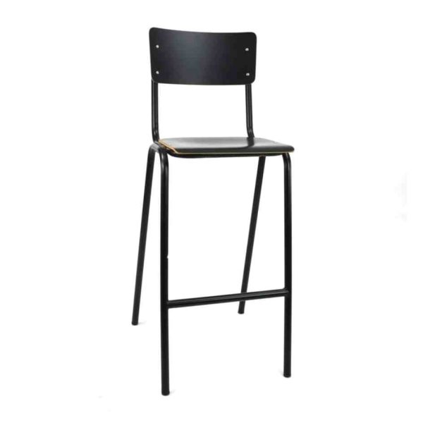 Workliving School-barkruk - houten design, zwart