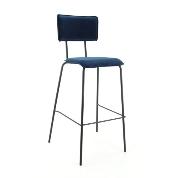 Workliving Barkruk Hoog Bo - Fluweel Aarde Indigo