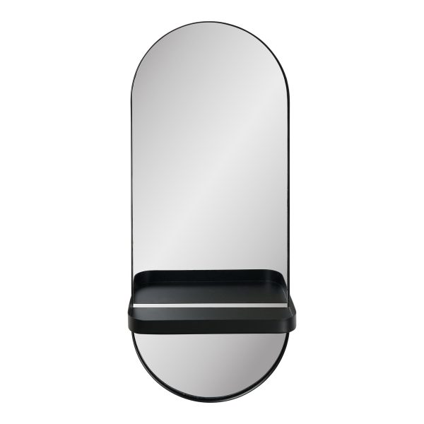 Olbia Mirror - Spiegel, metalen plank, staal, zwart 25x12x60 cm