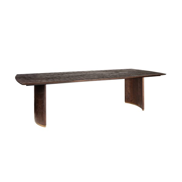 Ostara bruine mangohouten eettafel 280 cm gouden poten