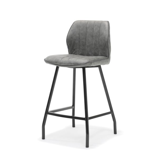 Barstoel Gino zwart stof Soft Steel