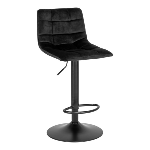 Middelfart barkruk - barkruk, fluweel, zwart, zwarte poten N1207 (set van 2)
