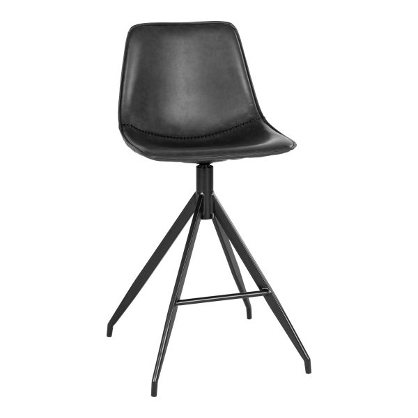 Monaco Counterstoel - Counterstoel, PU-leer, zwart, zwarte poten HN1228 (set van 2)
