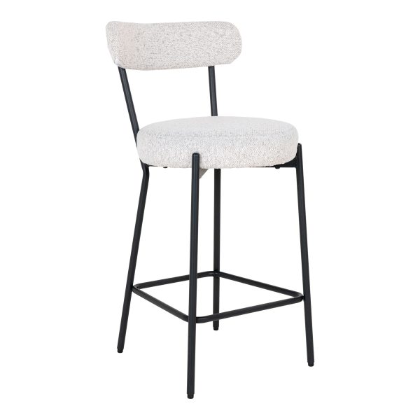 Badalona Counterstoel - Counterstoel, bouclé, wit, zwarte poten HN1270