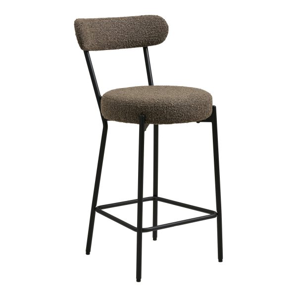 Badalona Counterstoel - Counterstoel, bouclé, bruin, zwarte poten HN1064