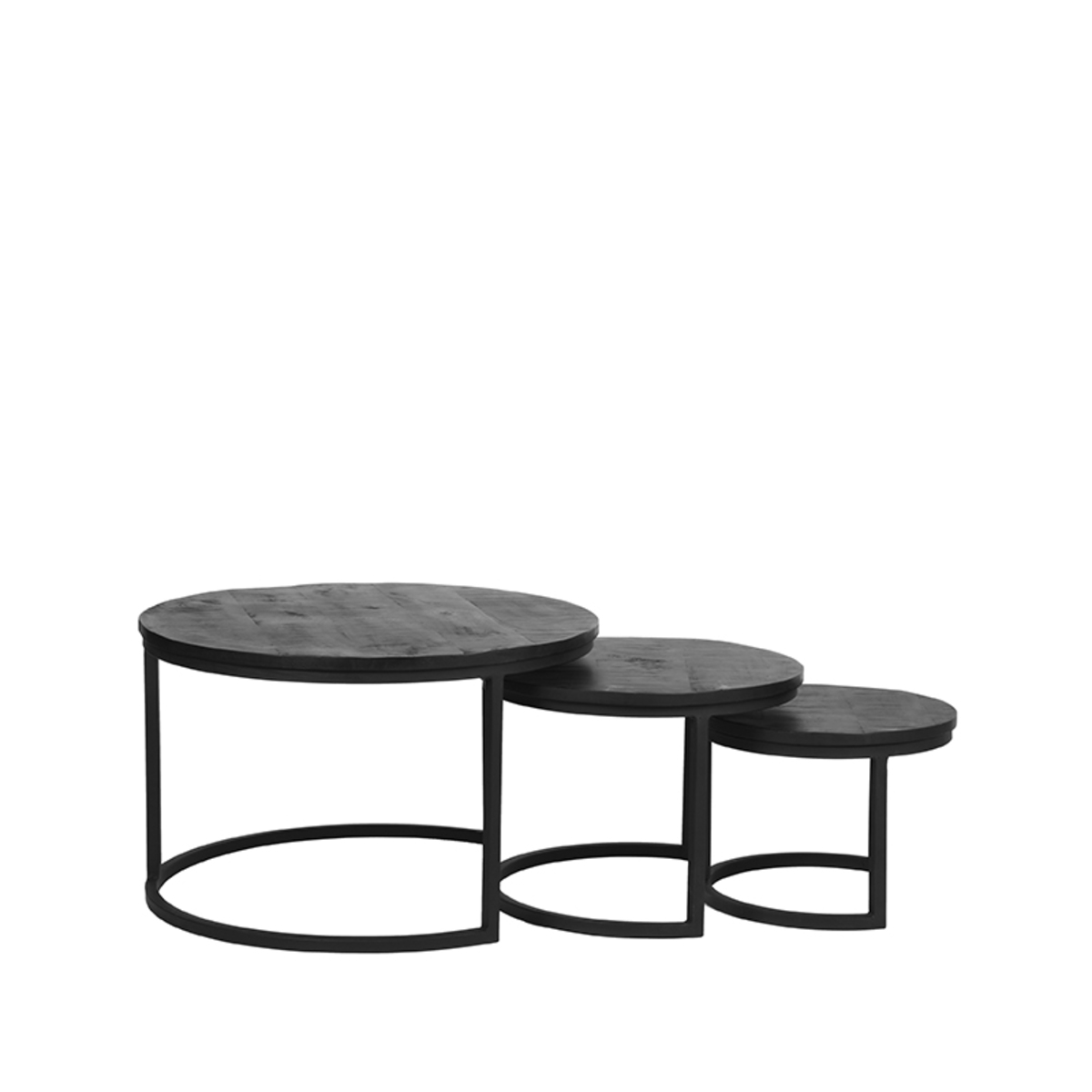 180100050-0.jpg LABEL51 Salontafel Set Triplet - Zwart - Mangohout - Afbeelding 1