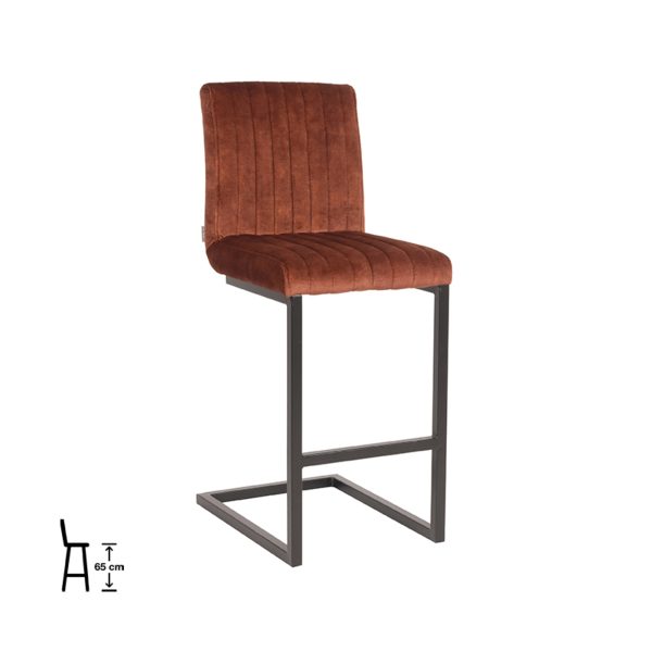 LABEL51 Barkruk Milo - Roestkleurig - Velours - Zithoogte 65 cm
