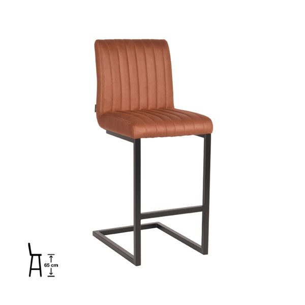 LABEL51 Barkruk Milo - Cognac - Microvezel - Zithoogte 65 cm