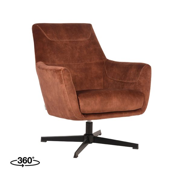 LABEL51 Fauteuil Toby - Roest - Fluweel