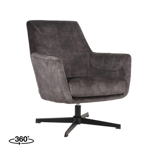 LABEL51 Fauteuil Toby - Antraciet - Fluweel