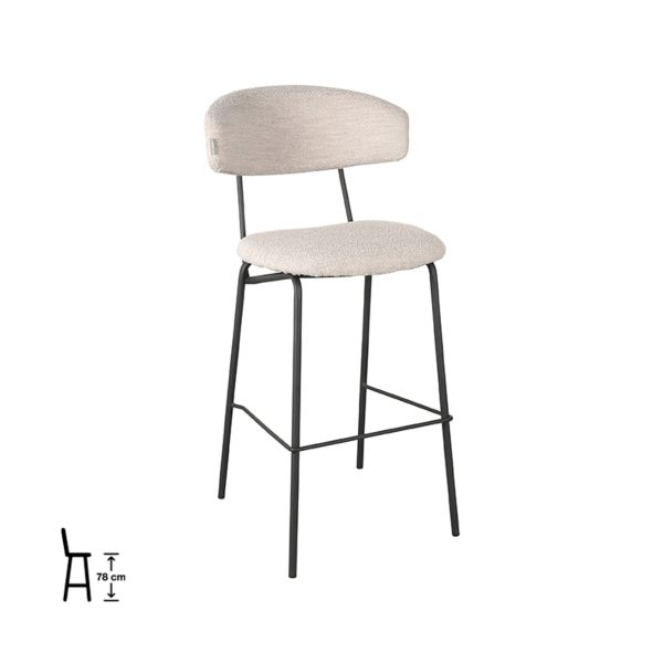 LABEL51 Barkruk Zack - Naturel - Bouclé - Zithoogte 78