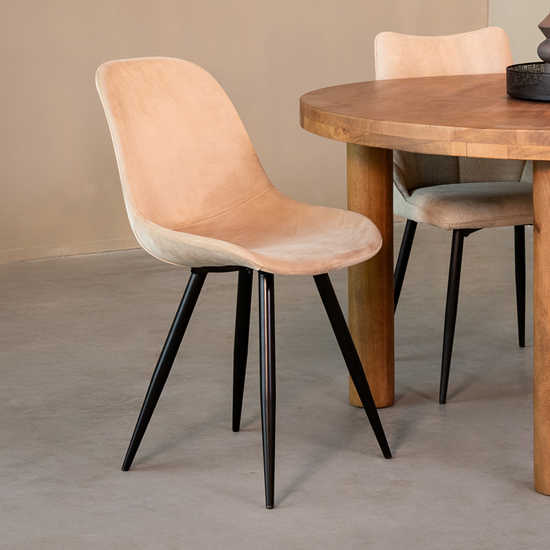 180122565-0-2.jpg LABEL51 Eetkamerstoel Capri - Zand - Fluweel - Afbeelding 1