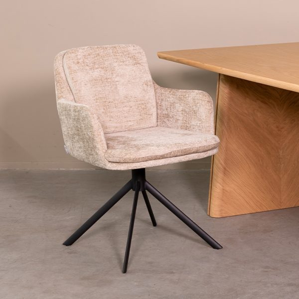 LABEL51 Eetkamerstoel Joy - Beige - Fluweel