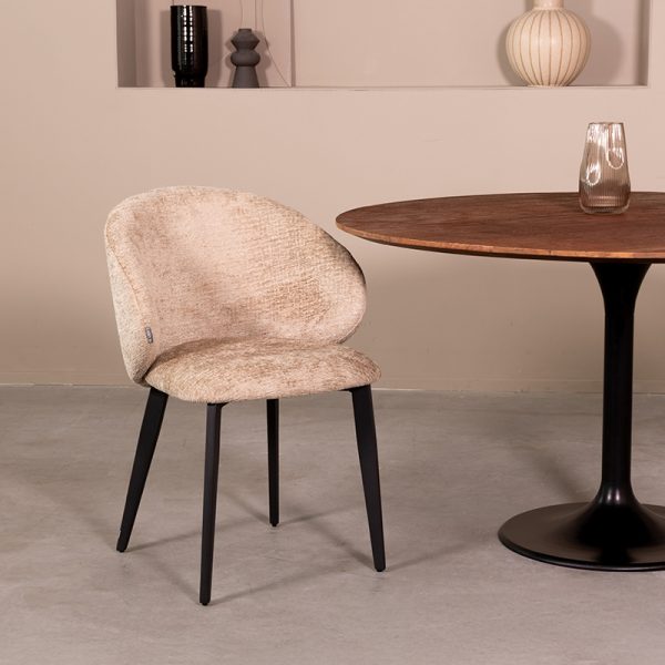 LABEL51 Eetkamerstoel Logan - Beige - Fluweel