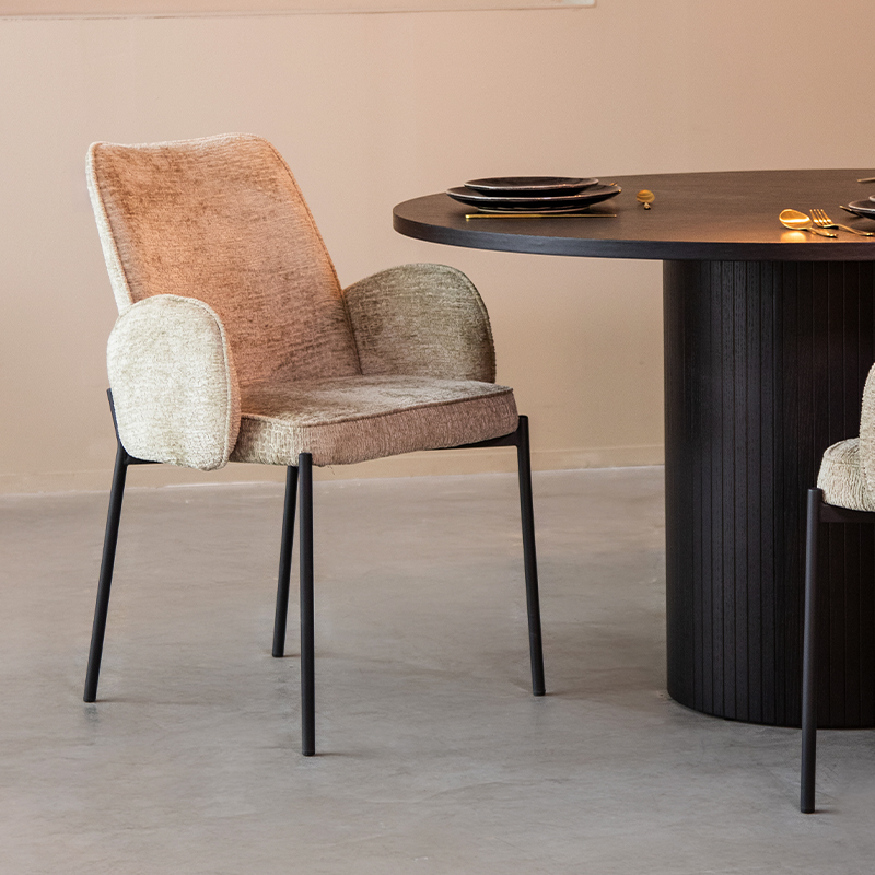 180123163-0-4.jpg LABEL51 Eetkamerstoel Joni - Beige - Fluweel - Afbeelding 1