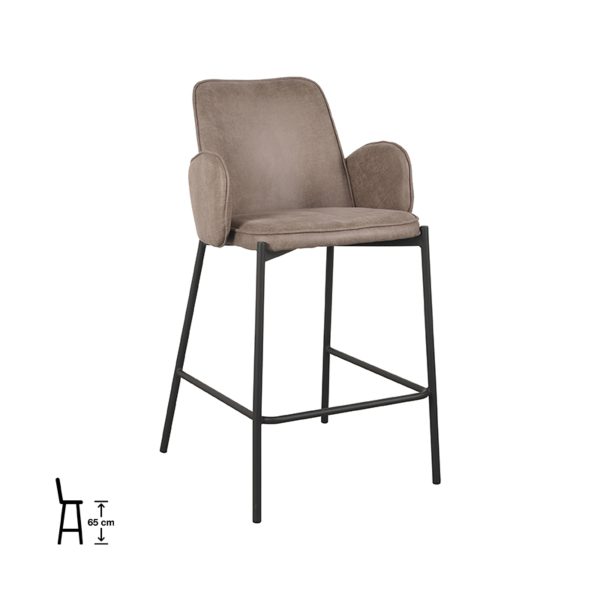 LABEL51 Barkruk Joni - Taupe - Microvezel - Zithoogte 65 cm