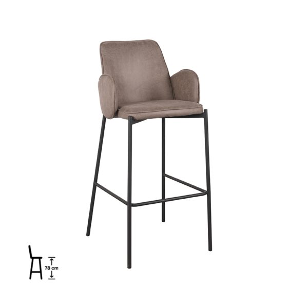 LABEL51 Barkruk Joni - Taupe - Microvezel - Zithoogte 78 cm