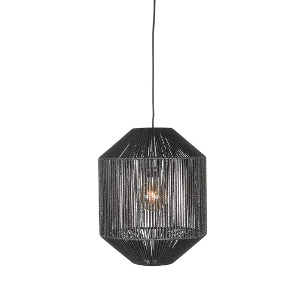 LABEL51 Hanglamp Ibiza - Zwart - Jute - 1-lichts cilinder