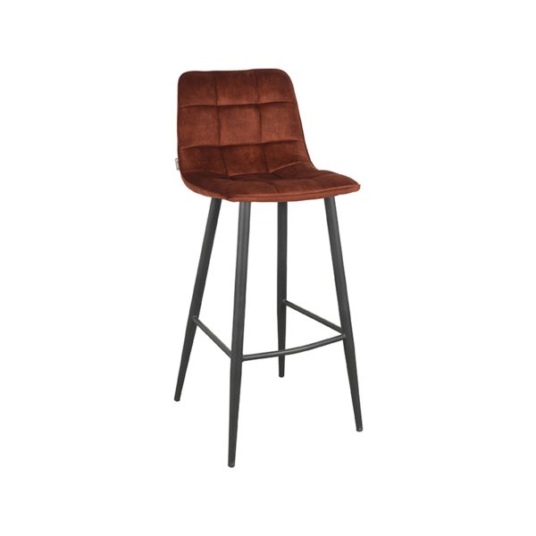 LABEL51 Barkruk Jelt - Roest - Velours - Zithoogte 78 cm