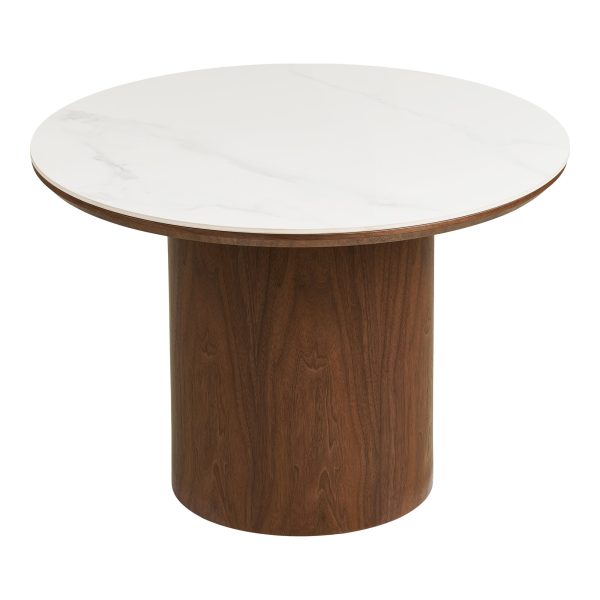 Noli Salontafel - Salontafel, keramisch tafelblad/essenfineer, wit/donkerbruin ø60x42 cm