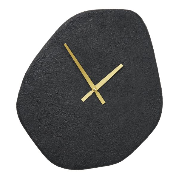 Vienna Wandklok - Wandklok, organische vorm, cement, zwart, geruisloos uurwerk 38x45 cm