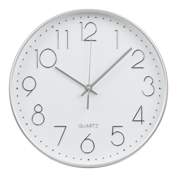 Lalibela Wandklok - Wandklok, zilver, geruisloos uurwerk ø30 cm
