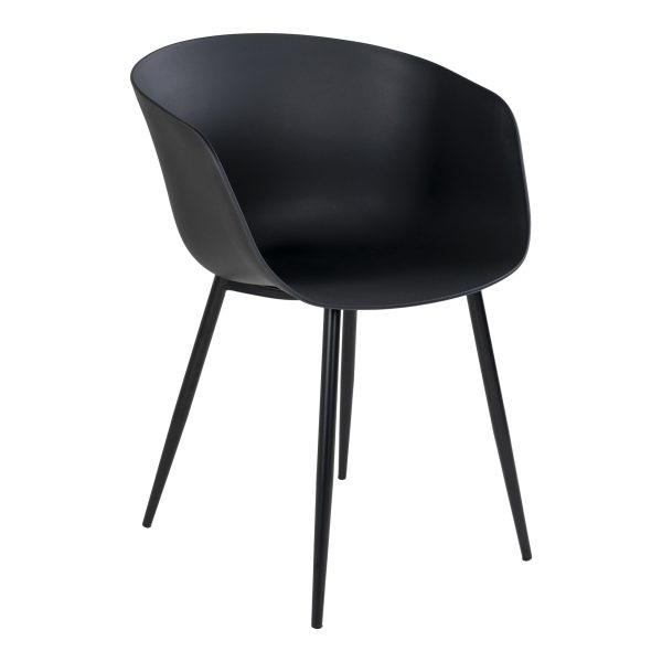 Roda Eetkamerstoel - Eetkamerstoel, zwart met zwarte poten (set van 2)