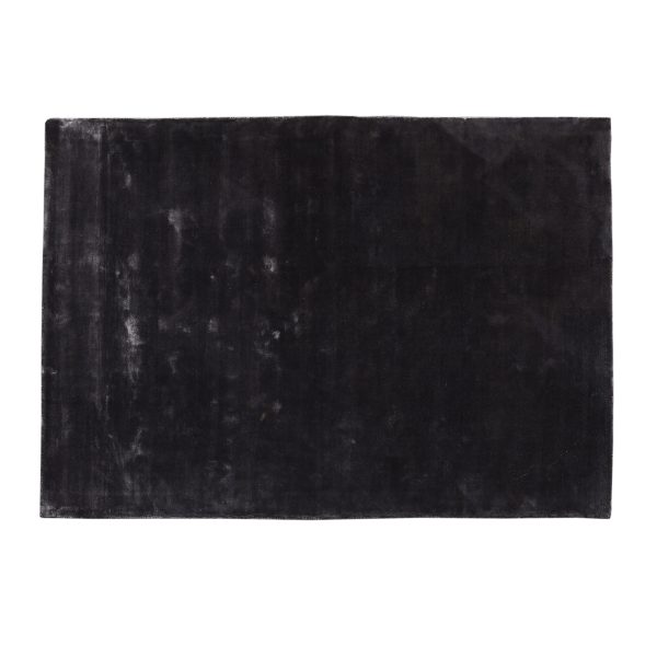 Flavia Zwart Viscose Handgeweven Vloerkleed S