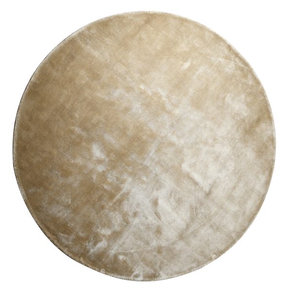 Flavia taupe viscose handgeweven rond vloerkleed S