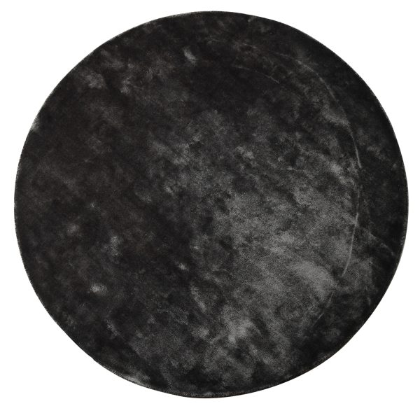 Flavia Zwart Viscose Handgeweven Vloerkleed Rond S