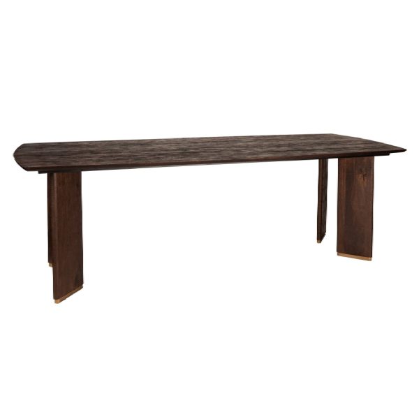 Liber Brown mangohouten eettafel 280 cm gouden poot