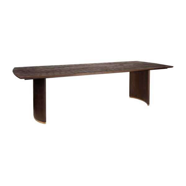 Ostara bruine mangohouten eettafel 240 cm gouden poot