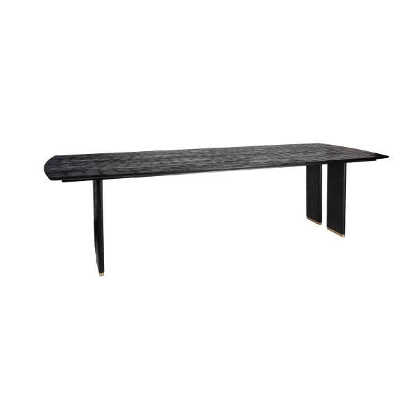 Liber zwarte eettafel van mangohout 200 cm gouden poot