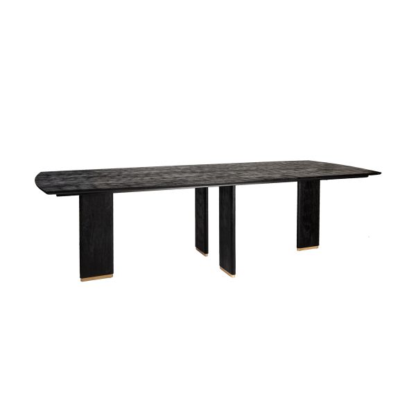 Liber zwarte mangohouten eettafel 240 cm gouden poot