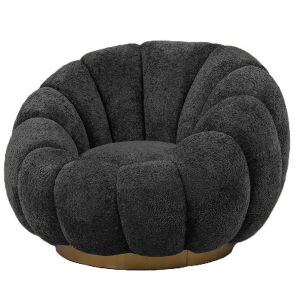 Daisy Fauteuil Antraciet Euphoria 21 Gouden onderstel
