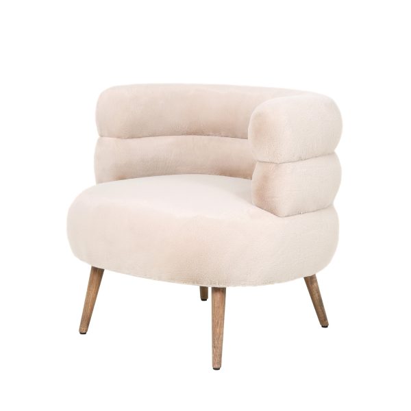 Nelly beige stoffen fauteuil met bont